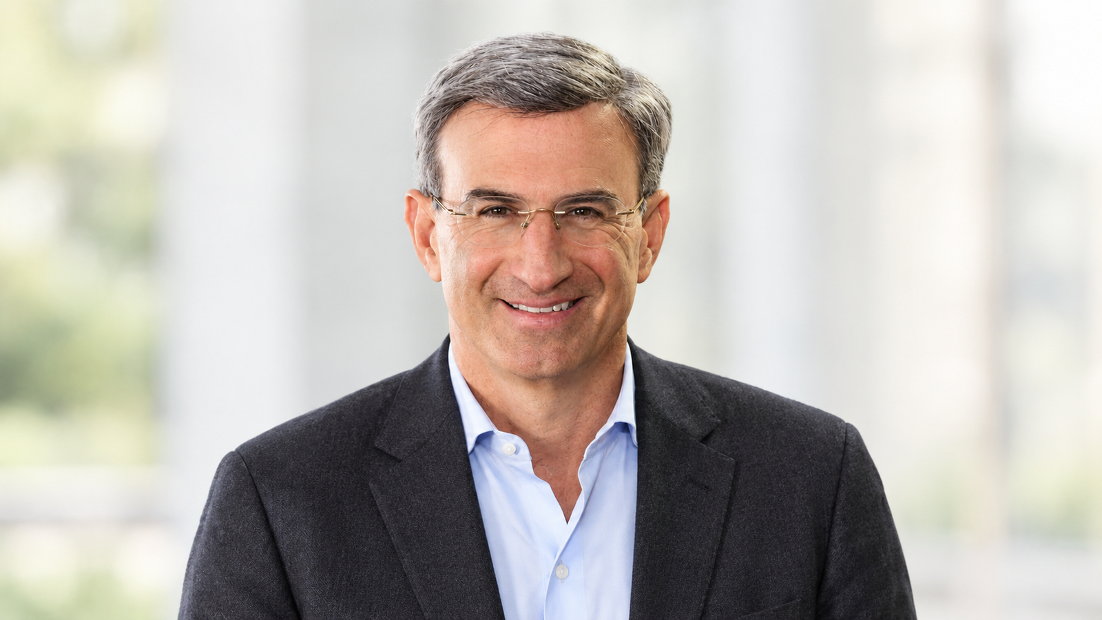 AI-generated editorial portrait of Peter Orszag with grey hair and glasses against a light background.